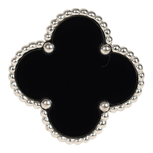 Pre-owned Van Cleef & Arpels Magic Alhambra Ring Onyx 18K White Gold Hardware