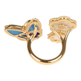 Van Cleef & Arpels Lucky Spring Butterfly Between the Finger Ring Lapis Lazuli, Blue Agate, Mother of Pearl 18K Yellow Gold - Thumbnail View 4