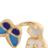 Van Cleef & Arpels Lucky Spring Butterfly Between the Finger Ring Lapis Lazuli, Blue Agate, Mother of Pearl 18K Yellow Gold - Thumbnail View 7