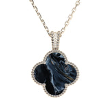 Van Cleef & Arpels Alhambra Secret Pendant Watch Necklace Pietersite, Diamonds, 18K White Gold Guilloche - Thumbnail View 4