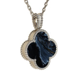 Van Cleef & Arpels Alhambra Secret Pendant Watch Necklace Pietersite, Diamonds, 18K White Gold Guilloche - Thumbnail View 5