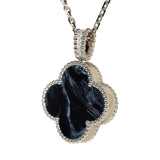 Van Cleef & Arpels Alhambra Secret Pendant Watch Necklace Pietersite, Diamonds, 18K White Gold Guilloche - Thumbnail View 6