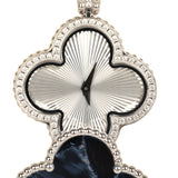 Van Cleef & Arpels Alhambra Secret Pendant Watch Necklace Pietersite, Diamonds, 18K White Gold Guilloche - Thumbnail View 8