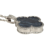 Van Cleef & Arpels Alhambra Secret Pendant Watch Necklace Pietersite, Diamonds, 18K White Gold Guilloche - Thumbnail View 13