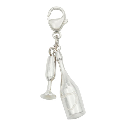Bag Bestie Sterling Silver Champagne Bottle Charm