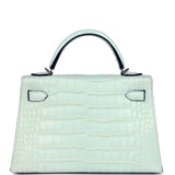 Hermes Kelly Sellier 20 Vert Peppermint Matte Alligator Palladium Hardware