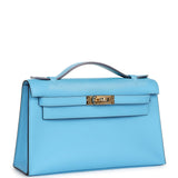 Hermes Kelly Pochette Celeste Swift Gold Hardware