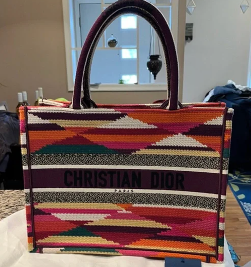 Christian Dior Embroidered Canvas Small Book Tote