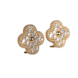 Van Cleef & Arpels Vintage Alhambra Earrings Diamonds & 18K Yellow Gold Hardware