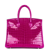 Hermes Birkin 30 Rose Pourpre Shiny Niloticus Crocodile Palladium Hardware