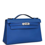 Hermes Kelly Pochette Bleu Royal Swift Palladium Hardware