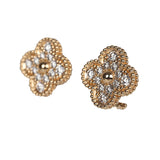 Van Cleef & Arpels Vintage Alhambra Earrings Diamonds & 18K Yellow Gold Hardware