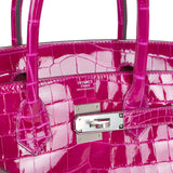 Hermes Birkin 30 Rose Pourpre Shiny Niloticus Crocodile Palladium Hardware