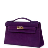 Pre-owned Hermes Kelly Pochette Violet Doblis Gold Hardware