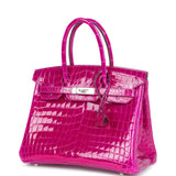 Hermes Birkin 30 Rose Pourpre Shiny Niloticus Crocodile Palladium Hardware