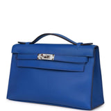 Hermes Kelly Pochette Bleu Royal Swift Palladium Hardware