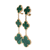 Van Cleef & Arpels Magic Alhambra 3 Motif Earrings Malachite 18K Yellow Gold Hardware