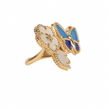 Van Cleef & Arpels Lucky Spring Butterfly Between the Finger Ring Lapis Lazuli, Blue Agate, Mother of Pearl 18K Yellow Gold - Thumbnail View 3