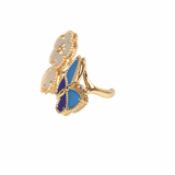 Van Cleef & Arpels Lucky Spring Butterfly Between the Finger Ring Lapis Lazuli, Blue Agate, Mother of Pearl 18K Yellow Gold - Thumbnail View 5