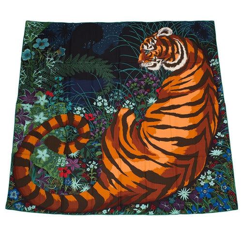 Hermes Tyger Cashmere And Silk Shawl 140Cm Scarves