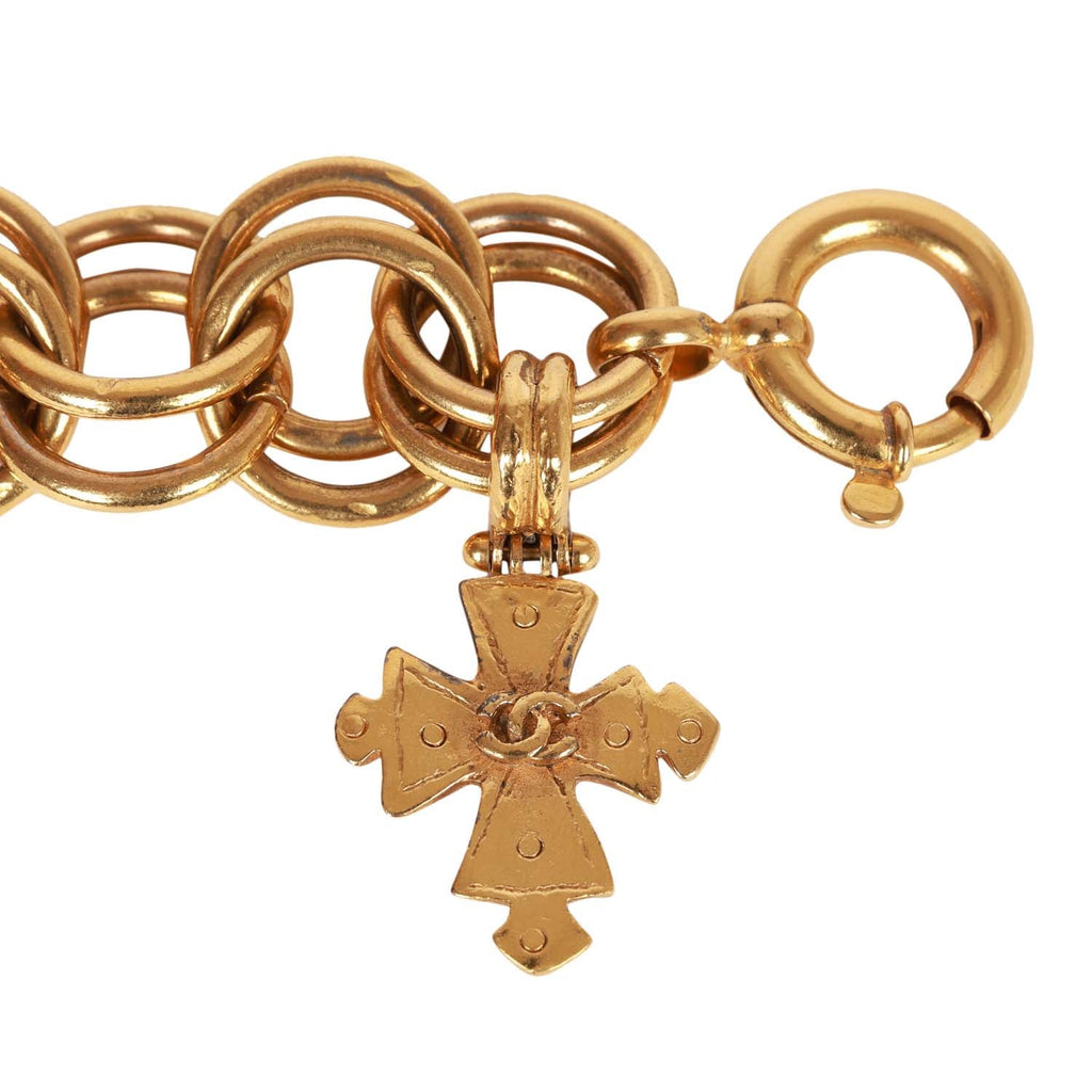 CHANEL] Chanel Cross/Cocomark vintage bracelet Gold plating 94P