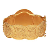 Vintage Chanel Gold Faux Pearl Textured Metal CC Logo Bracelet