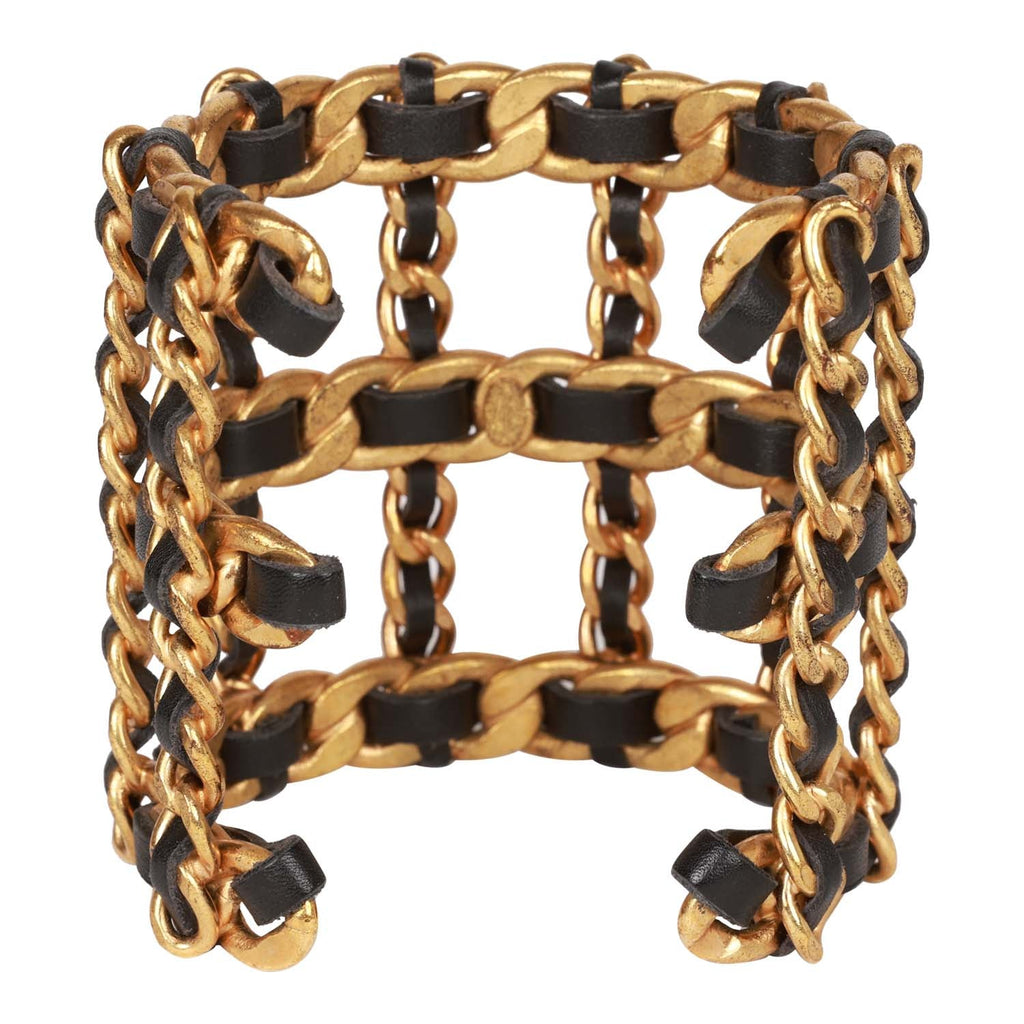CHANEL 10C Clear Resin & Gold Flake Logo CC Strass Cuff Bracelet | eBay