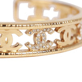 Chanel Crystal CC Gold Cuff Bracelet