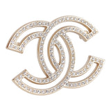 Chanel Crystal CC Gold Brooch