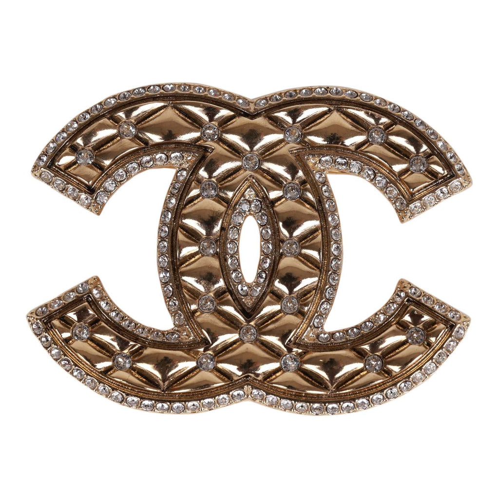 Chanel Vintage Gold-tone Metal Cc Rhinestone Brooch Auction