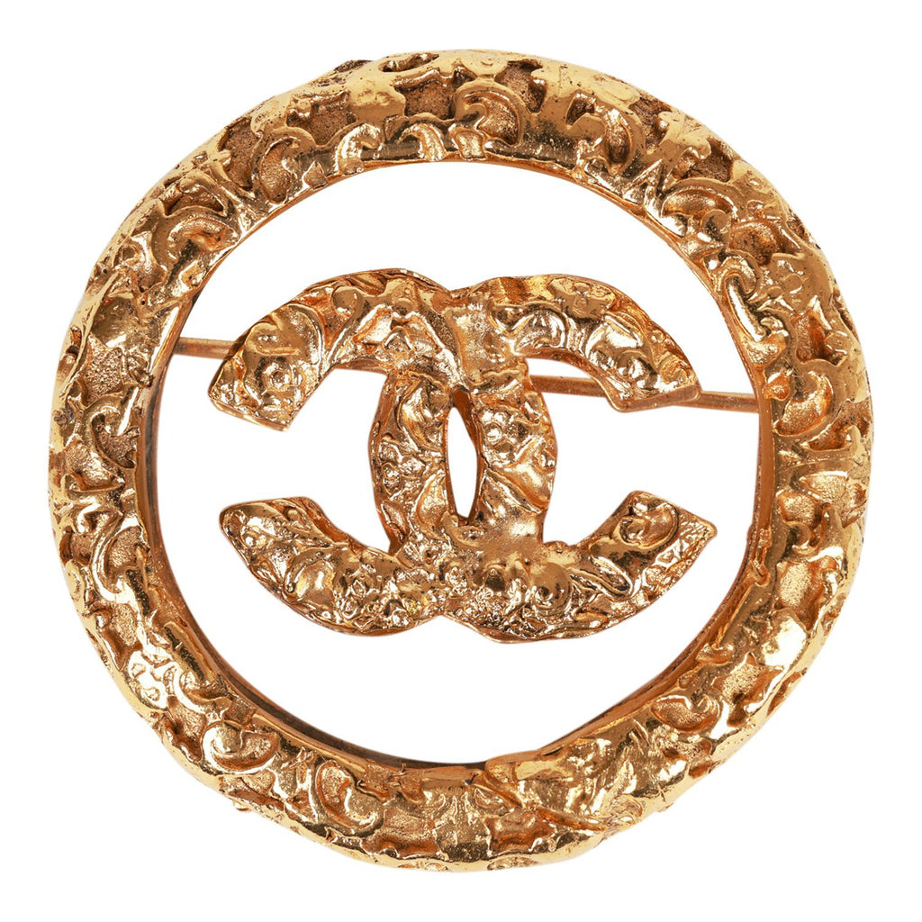Chanel Pre-owned 1993 CC Embossed Brooch - Black