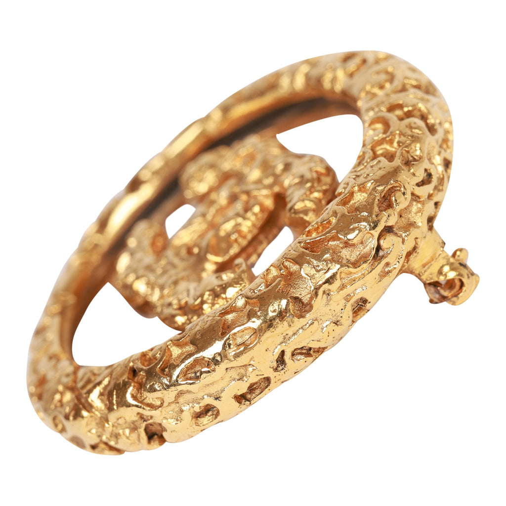 Chanel Pre-owned CC Diamond-Quilted Brooch - Gold