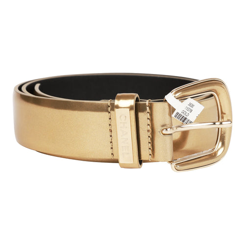 Chanel Dark Gold Metallic Leather Belt 75