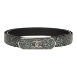 Chanel Black Metallic Patent Leather Belt 70