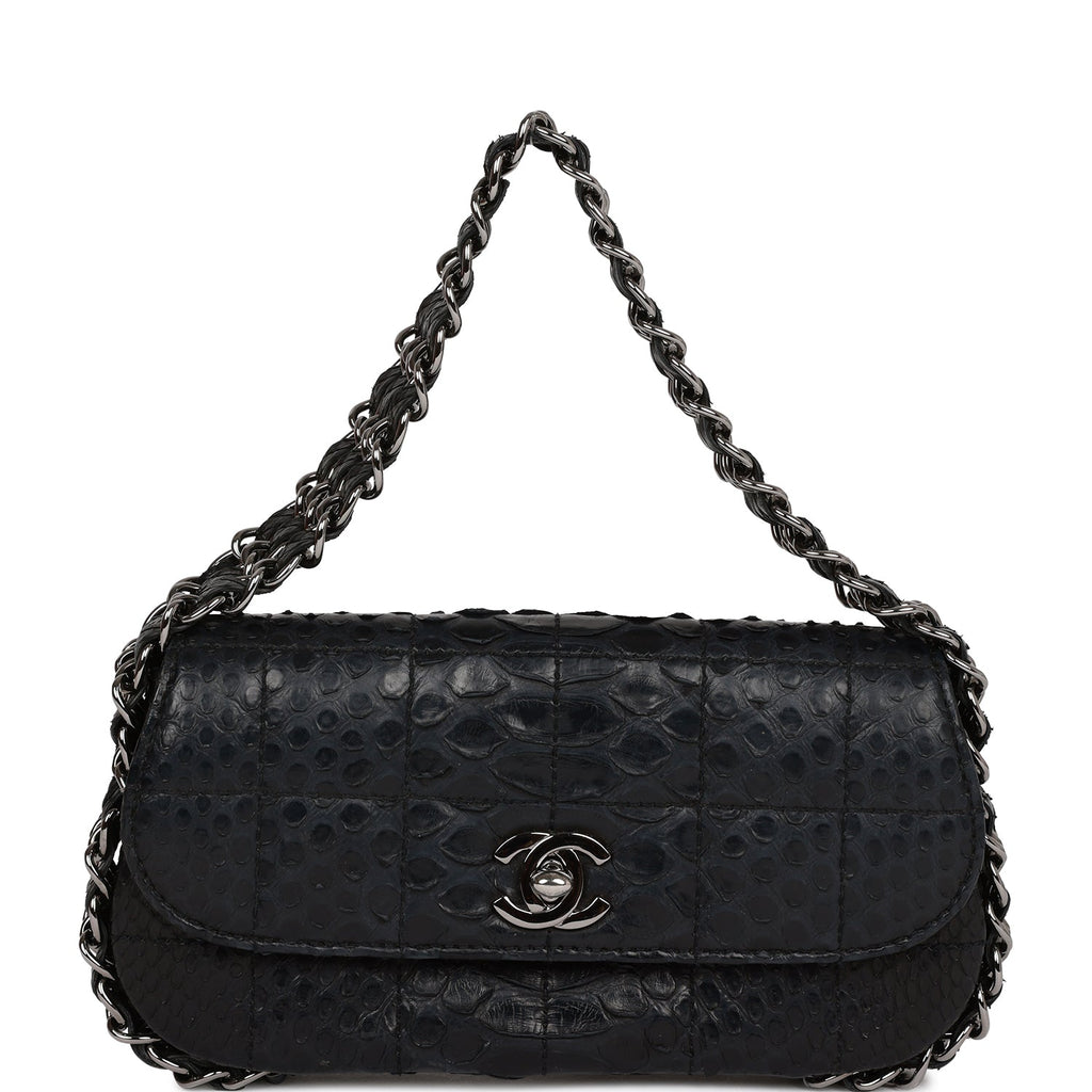 Vintage Chanel Mini Flap Bag Black Python Silver Hardware – Madison Avenue  Couture