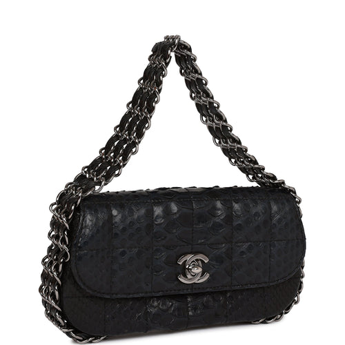 Rare EXOTIC Chanel Straight Lined Teal Lizard Mini Flap Shoulder Bag