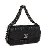 Vintage Chanel Mini Flap Bag Black Python Silver Hardware