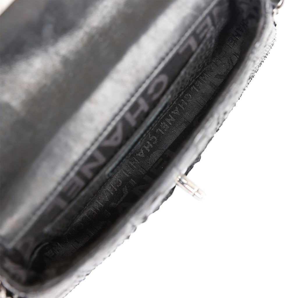 Vintage Chanel Mini Flap Bag Black Python Silver Hardware – Madison Avenue  Couture