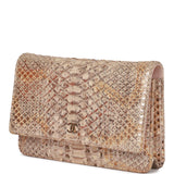Pre-owned Chanel Wallet on Chain WOC Gold Python Light Gold