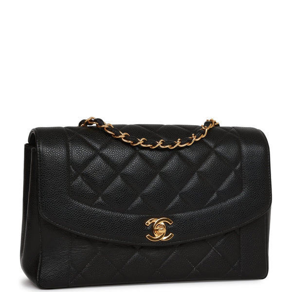 Vintage Chanel Medium Diana Flap Bag Black and Beige Lambskin Gold Har – Madison  Avenue Couture