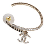 Chanel Gold Crystal CC Hoop Earrings