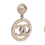 Chanel CC Faux Pearl Gold Earrings