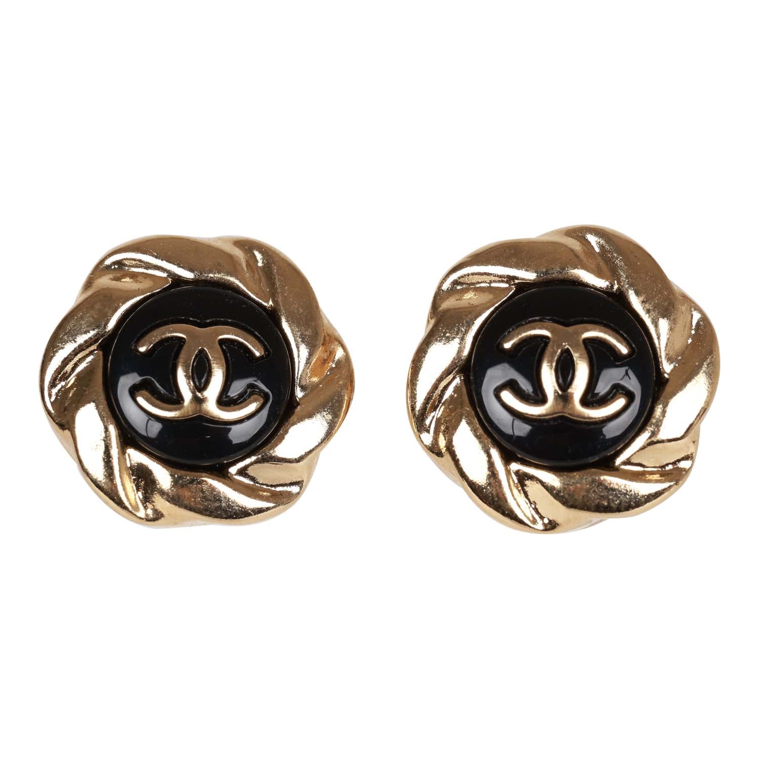 Chanel Gold CC Sunburst Stud Earrings Madison Avenue Couture