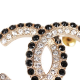 Chanel Black and Gold Crystal CC Earrings