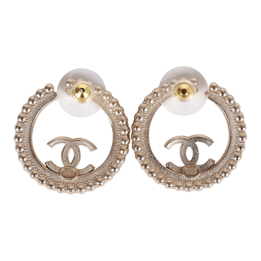 Chanel Gold, Black and Crystal CC Hoop Earrings – Madison Avenue