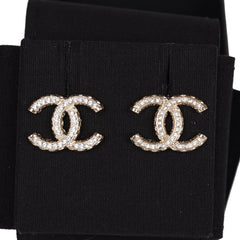 Chanel Gold Crystal CC Earrings