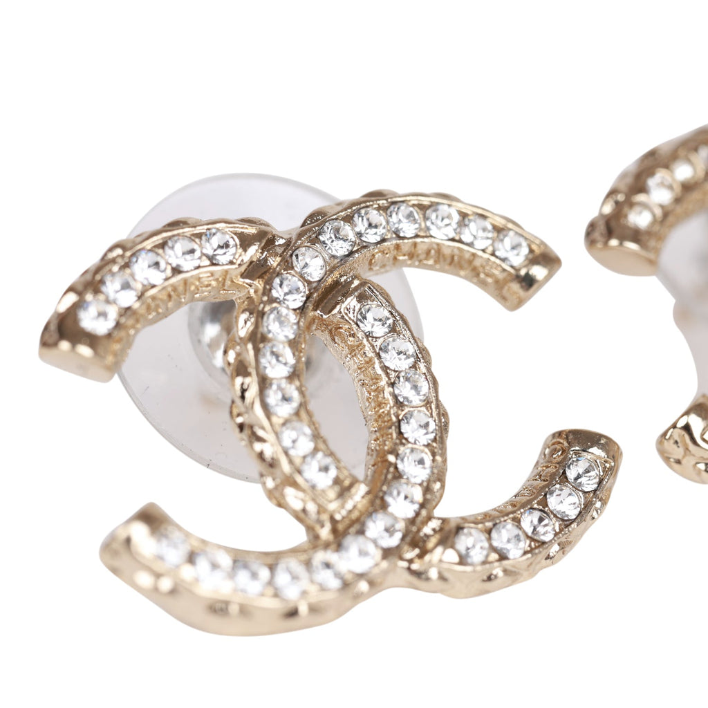 Chanel Gold Crystal CC Earrings