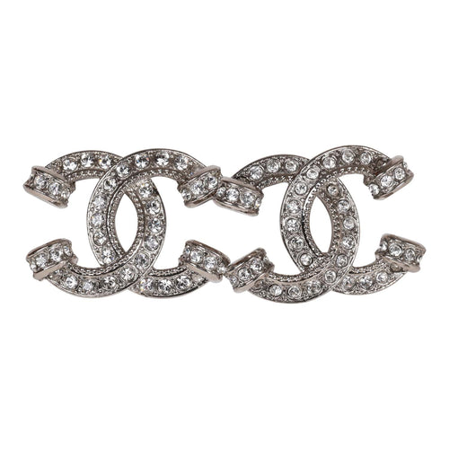 Chanel Silver Crystal Argent CC Earrings