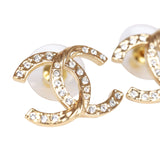 Chanel Gold Crystal Twist Boucle CC Earrings