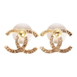Chanel Gold Crystal Twist Boucle CC Earrings